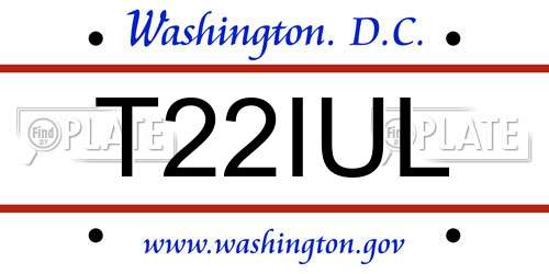 T22IUL District Of Columbia License Plate