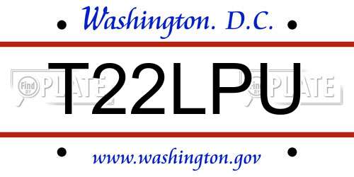 T22LPU District Of Columbia License Plate