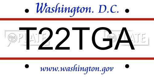 T22TGA District Of Columbia License Plate