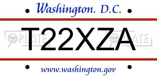 T22XZA District Of Columbia License Plate