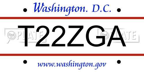 T22ZGA District Of Columbia License Plate