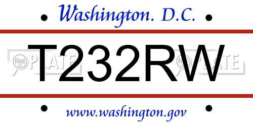 T232RW District Of Columbia License Plate