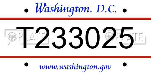 T233025 District Of Columbia License Plate