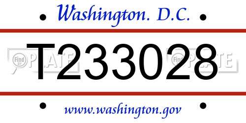T233028 District Of Columbia License Plate