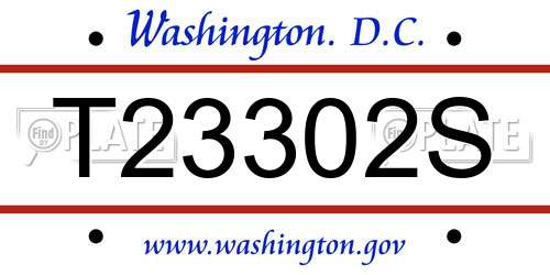 T23302S District Of Columbia License Plate
