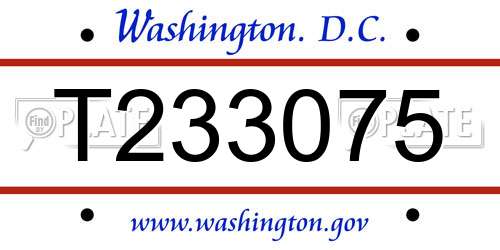 T233075 District Of Columbia License Plate