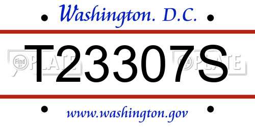 T23307S District Of Columbia License Plate