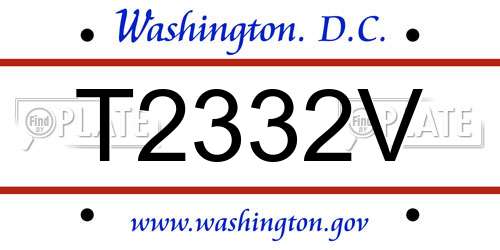T2332V District Of Columbia License Plate