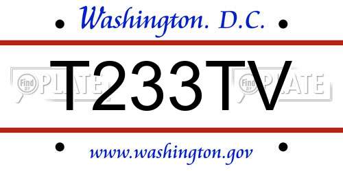 T233TV District Of Columbia License Plate
