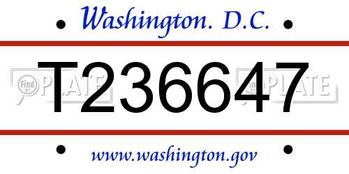 T236647 District Of Columbia License Plate
