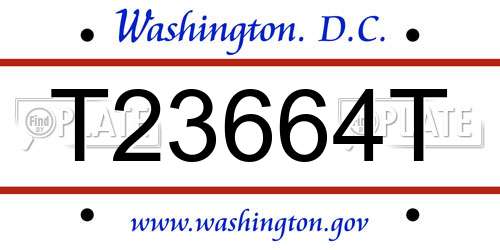 T23664T District Of Columbia License Plate