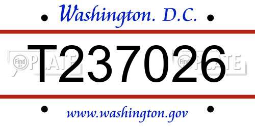 T237026 District Of Columbia License Plate