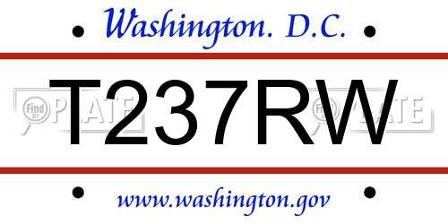 T237RW District Of Columbia License Plate