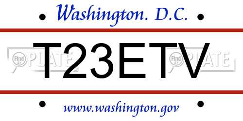 T23ETV District Of Columbia License Plate