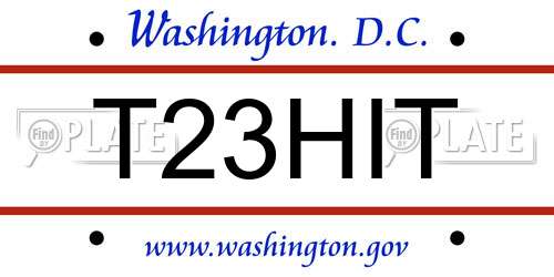 T23HIT District Of Columbia License Plate
