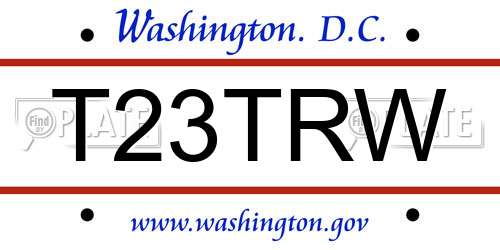 T23TRW District Of Columbia License Plate