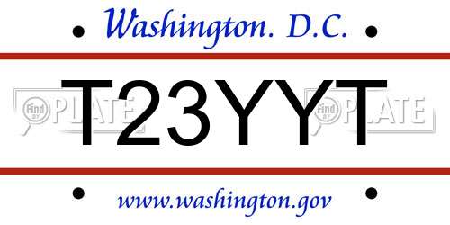 T23YYT District Of Columbia License Plate