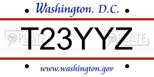 T23YYZ District Of Columbia License Plate