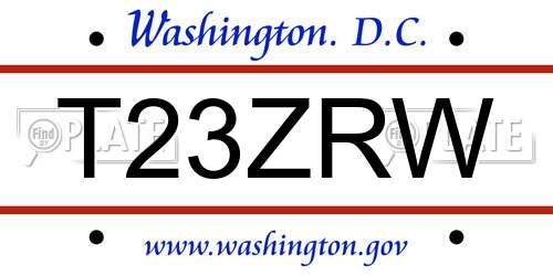 T23ZRW District Of Columbia License Plate