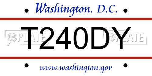 T240DY District Of Columbia License Plate