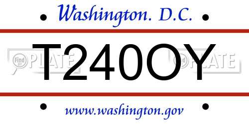 T240OY District Of Columbia License Plate