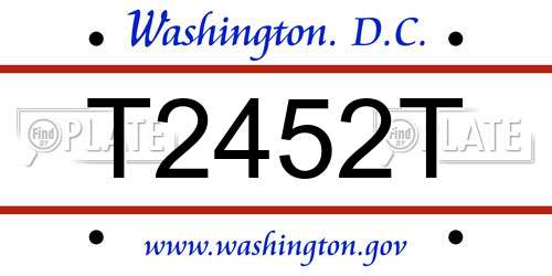T2452T District Of Columbia License Plate