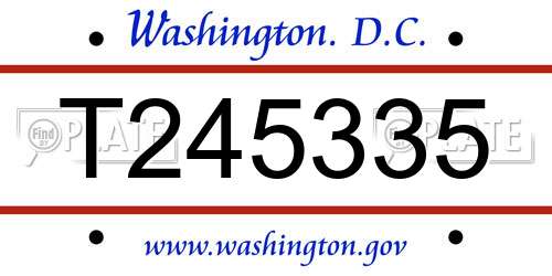 T245335 District Of Columbia License Plate