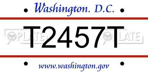 T2457T District Of Columbia License Plate