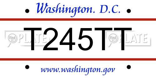 T245TT District Of Columbia License Plate