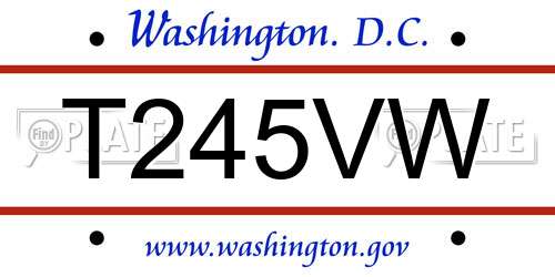 T245VW District Of Columbia License Plate