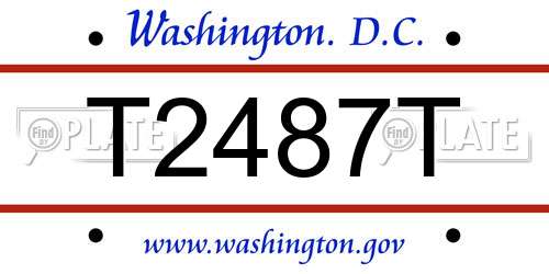 T2487T District Of Columbia License Plate