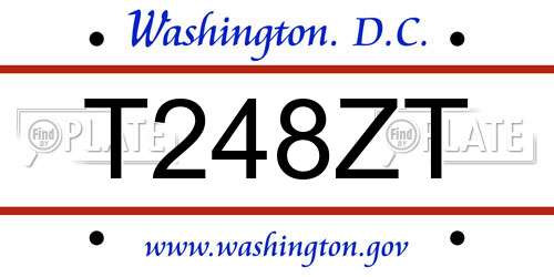 T248ZT District Of Columbia License Plate