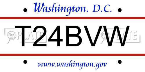 T24BVW District Of Columbia License Plate
