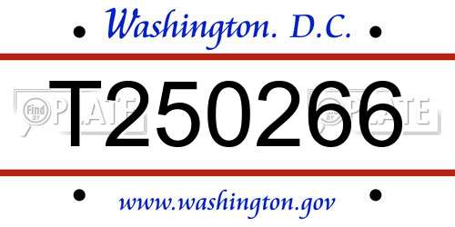 T250266 District Of Columbia License Plate