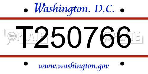 T250766 District Of Columbia License Plate