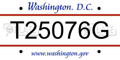 T25076G District Of Columbia License Plate
