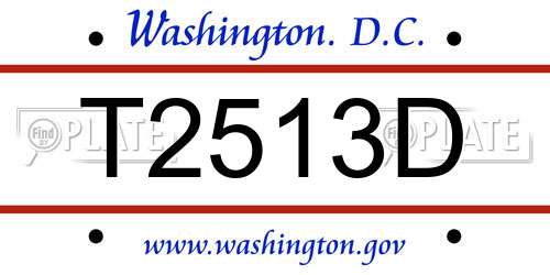 T2513D District Of Columbia License Plate
