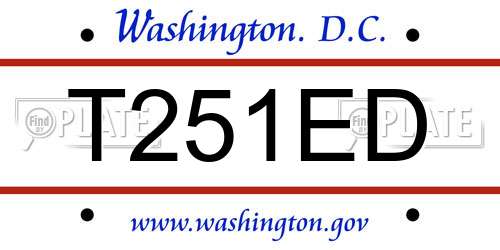 T251ED District Of Columbia License Plate