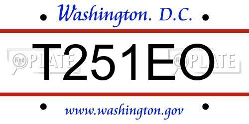 T251EO District Of Columbia License Plate