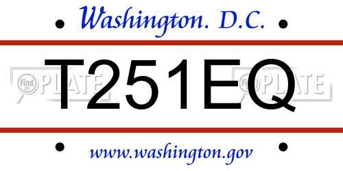 T251EQ District Of Columbia License Plate