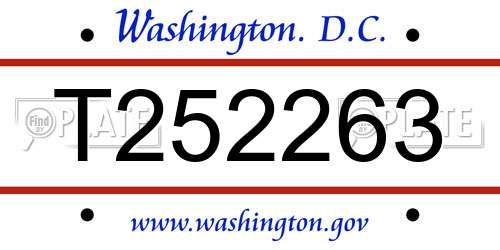 T252263 District Of Columbia License Plate