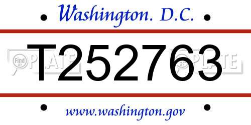 T252763 District Of Columbia License Plate