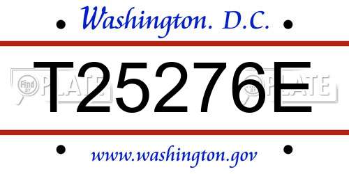 T25276E District Of Columbia License Plate