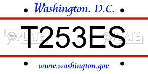 T253ES District Of Columbia License Plate