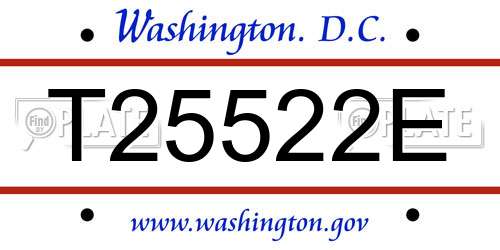 T25522E District Of Columbia License Plate