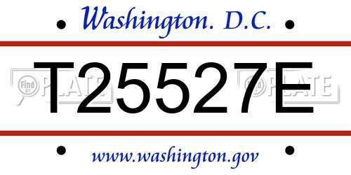 T25527E District Of Columbia License Plate