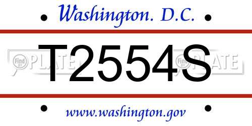 T2554S District Of Columbia License Plate