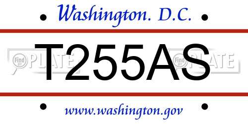 T255AS District Of Columbia License Plate