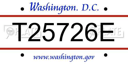 T25726E District Of Columbia License Plate