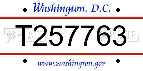 T257763 District Of Columbia License Plate